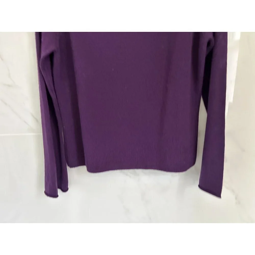 Lord&Taylor Knitted Merino Wool Sweater Boatneck Pullover Knitted Purple Size Me
